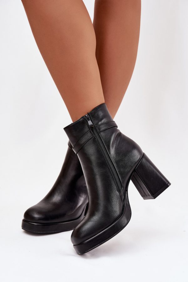Black Heel Boots in Women`s Ankle Boots & Booties with Fabric, Warmers, Footbed, Upper Height and Heel Height