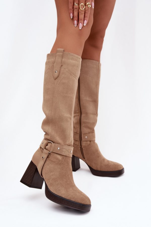 beige Heel boots model 221526 Step in style