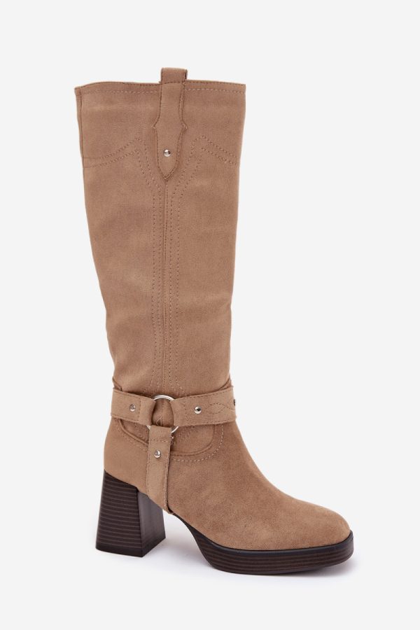 beige Heel boots model 221526 Step in style