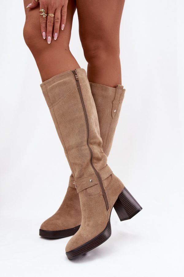 beige Heel boots model 221526 Step in style