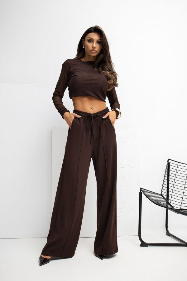 Brown Tracksuit Trousers in Pants, Trousers, Shorts with Spandex and Viscose