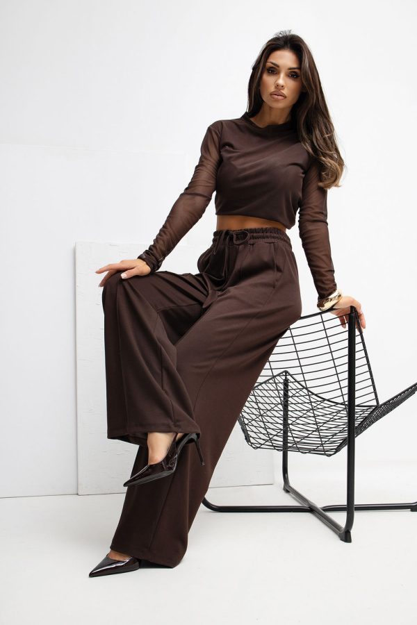 Brown Tracksuit Trousers in Pants, Trousers, Shorts with Spandex and Viscose