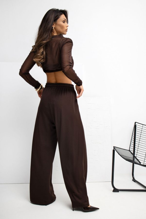 Brown Tracksuit Trousers in Pants, Trousers, Shorts with Spandex and Viscose