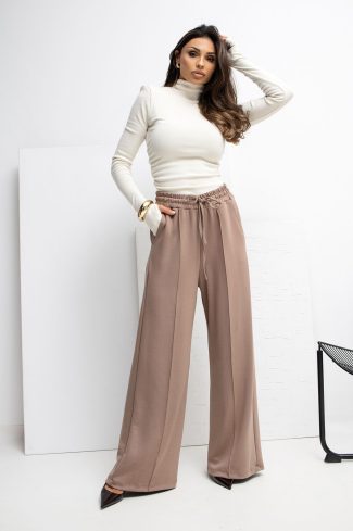 Beige Tracksuit Trousers in Pants, Trousers, Shorts with Spandex and Viscose