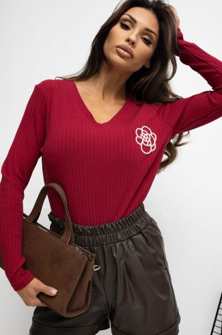 Red Blouse in Women`s Blouses, Tunics with Cotton and Spandex