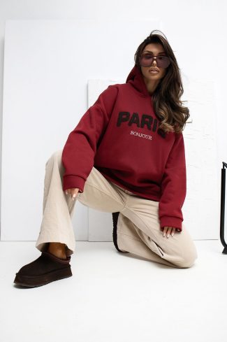 Red Sweatshirt in Sweatshirts For Women with Cotton and Spandex