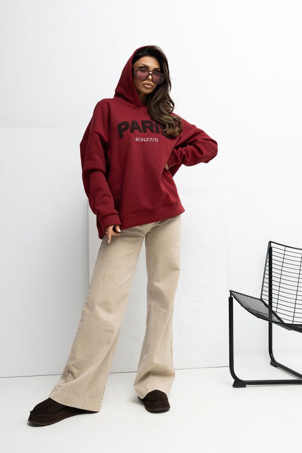 Red Sweatshirt in Sweatshirts For Women with Cotton and Spandex