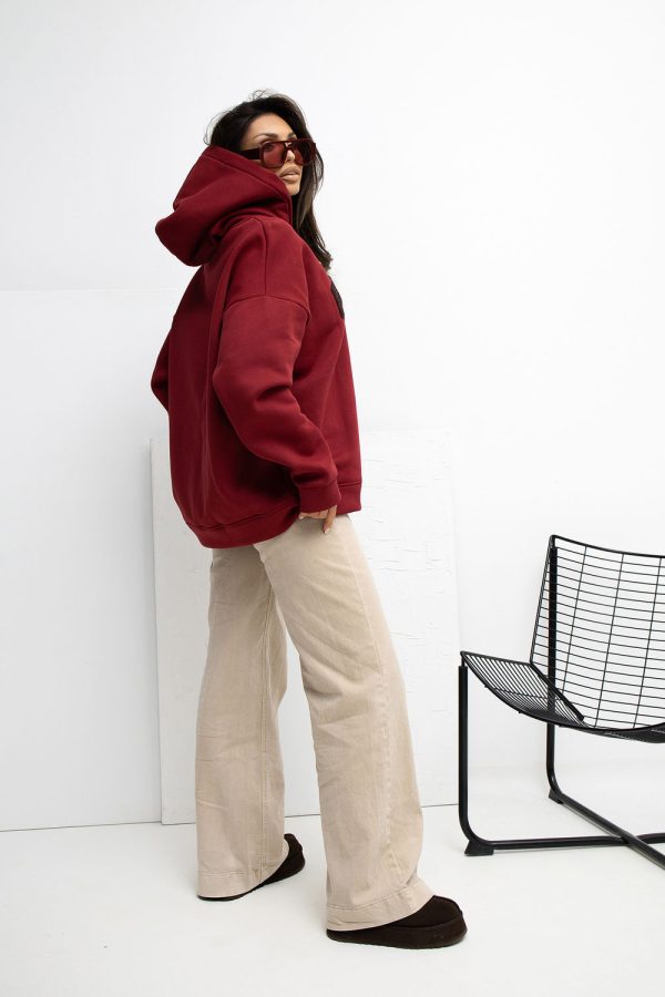 Red Sweatshirt in Sweatshirts For Women with Cotton and Spandex