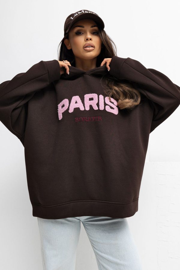 Brown Sweatshirt in Sweatshirts For Women with Cotton and Spandex