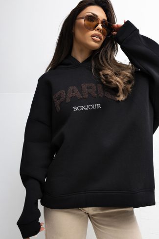 Black Sweatshirt in Sweatshirts For Women with Cotton and Spandex