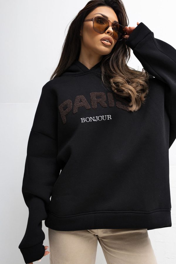 Black Sweatshirt in Sweatshirts For Women with Cotton and Spandex