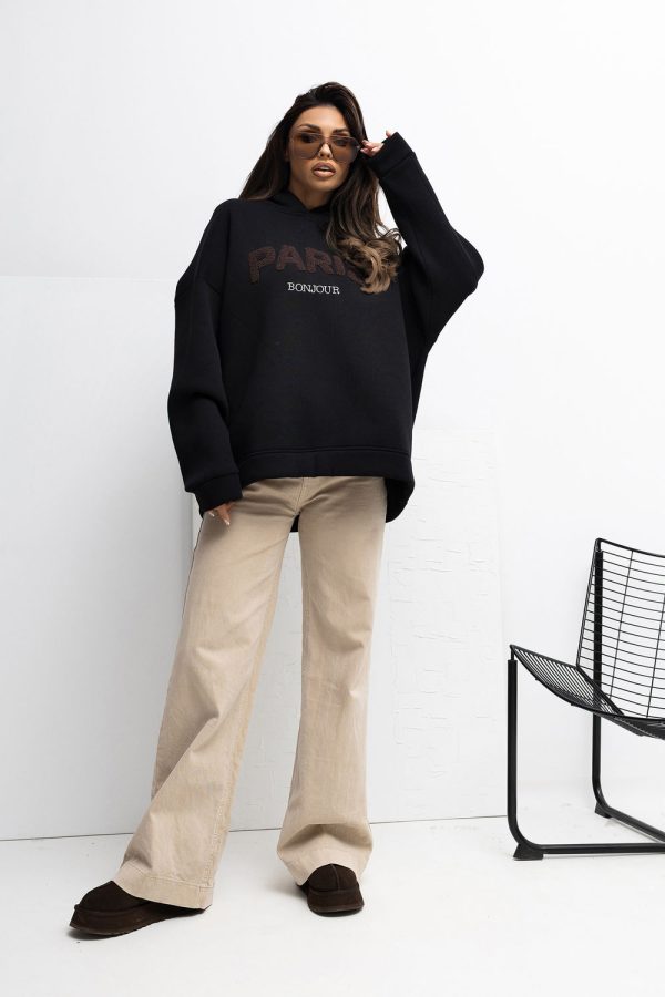 Black Sweatshirt in Sweatshirts For Women with Cotton and Spandex
