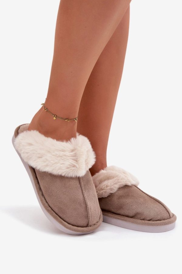 Beige Slippers in Slippers For Women with Fabric, Warmers, Footbed and Sole Height