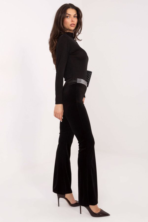 Black Women Trousers in Pants, Trousers, Shorts with Polyester and Viscose