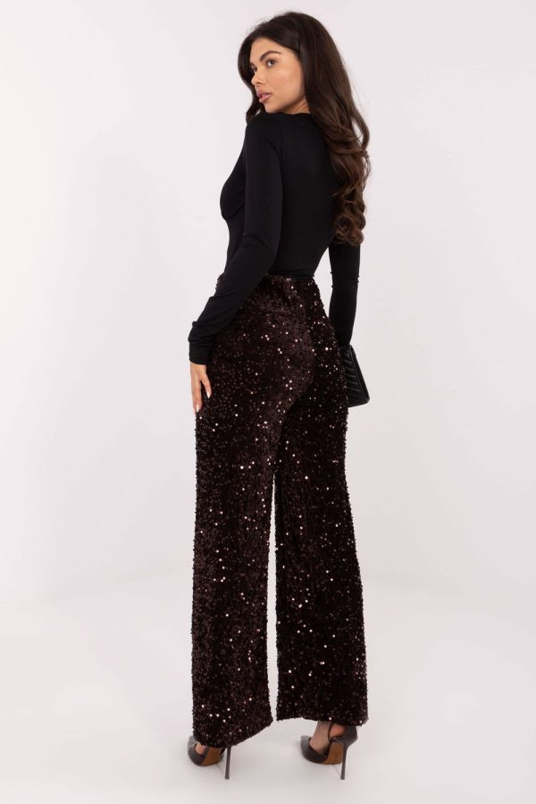 Brown Women Trousers in Pants, Trousers, Shorts with Spandex and Polyester