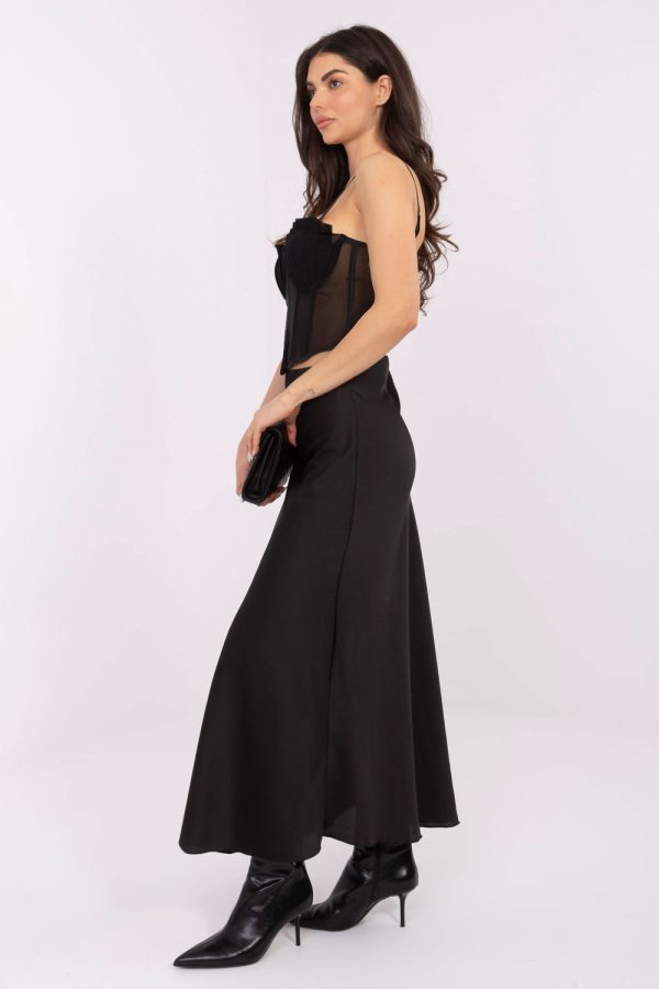 Black Long Skirt in Skirts with Polyester