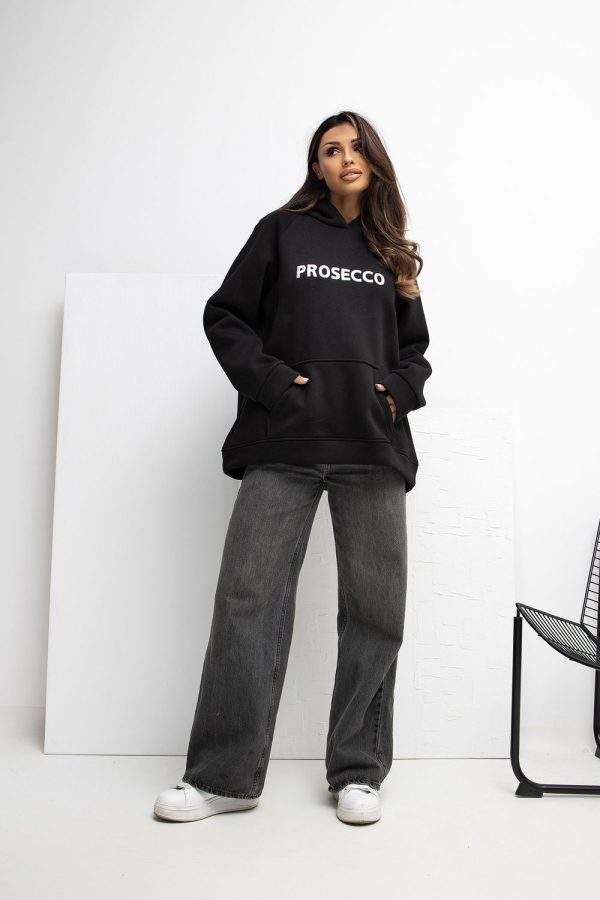 Black Sweatshirt in Sweatshirts For Women with Cotton and Spandex