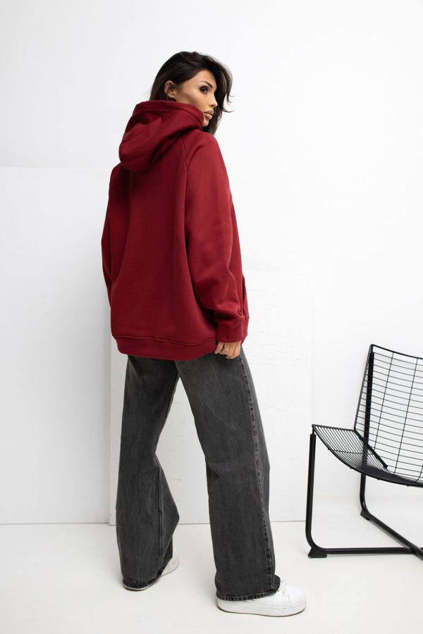 Red Sweatshirt in Sweatshirts For Women with Cotton and Spandex