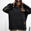 Black Sweatshirt in Sweatshirts For Women with Cotton and Spandex