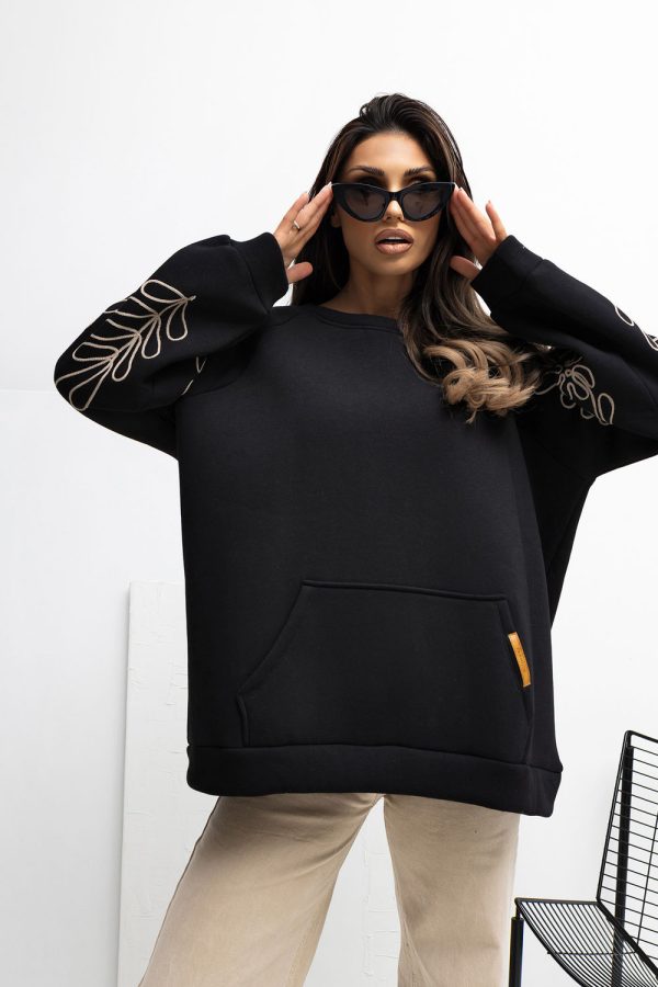 Black Sweatshirt in Sweatshirts For Women with Cotton and Spandex
