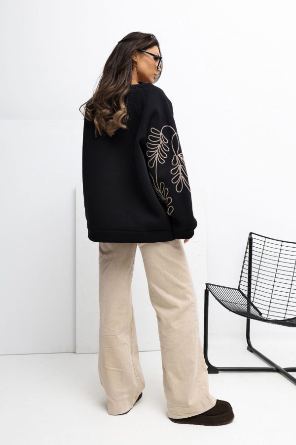 Black Sweatshirt in Sweatshirts For Women with Cotton and Spandex