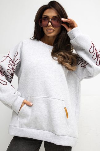 Grey Sweatshirt in Sweatshirts For Women with Cotton and Spandex