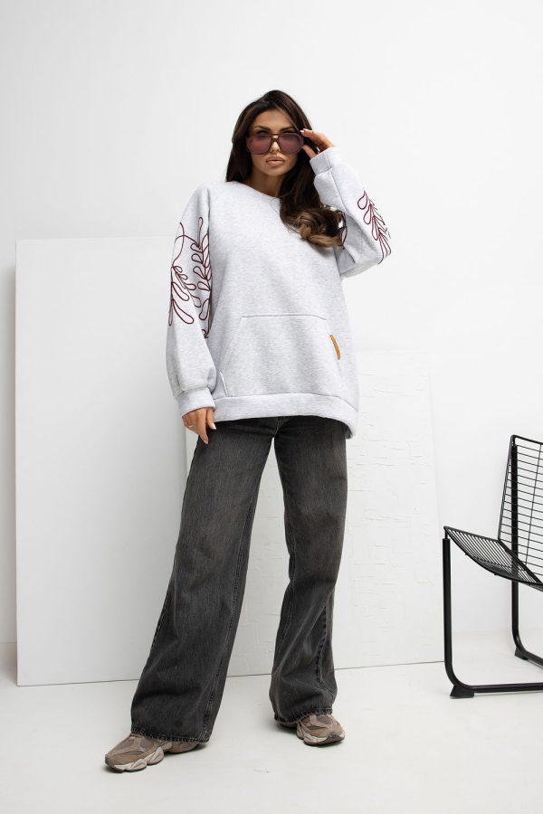 Grey Sweatshirt in Sweatshirts For Women with Cotton and Spandex
