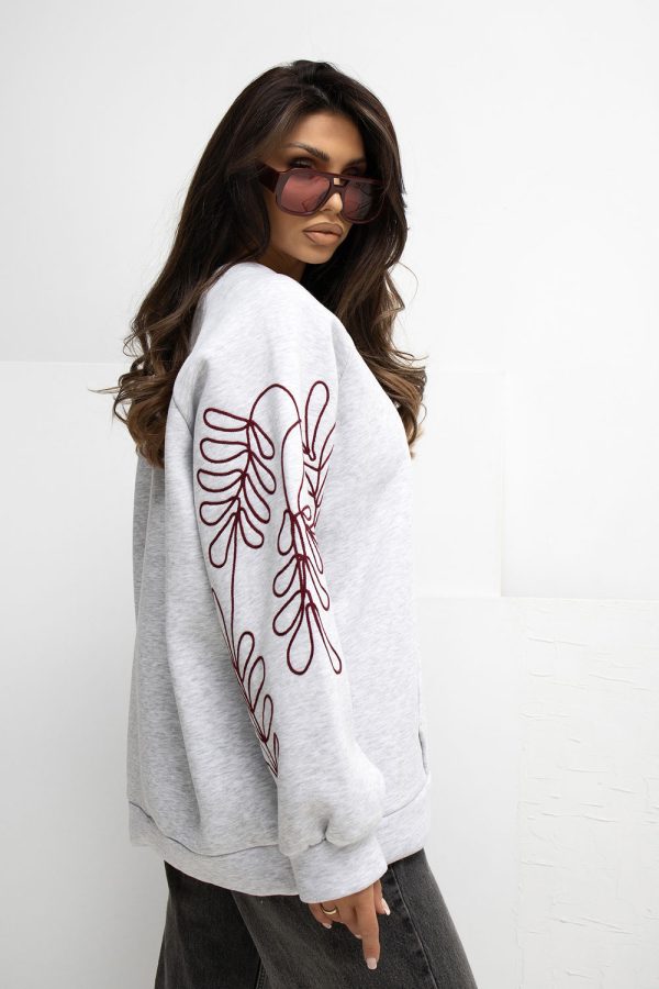 Grey Sweatshirt in Sweatshirts For Women with Cotton and Spandex
