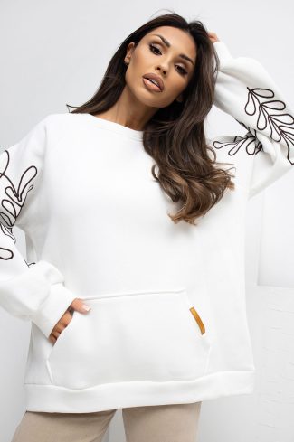 Beige Sweatshirt in Sweatshirts For Women with Cotton and Spandex