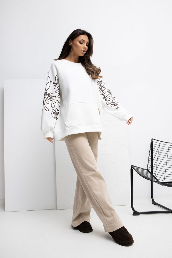 Beige Sweatshirt in Sweatshirts For Women with Cotton and Spandex