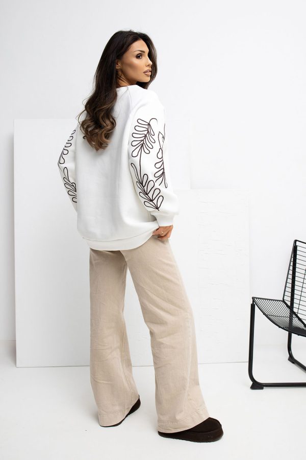 Beige Sweatshirt in Sweatshirts For Women with Cotton and Spandex