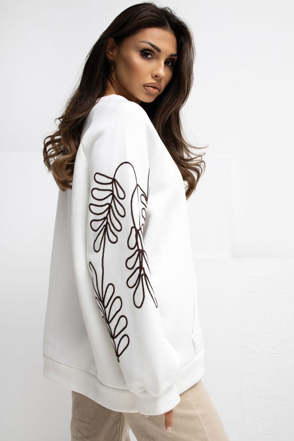 Beige Sweatshirt in Sweatshirts For Women with Cotton and Spandex