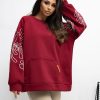 Red Sweatshirt in Sweatshirts For Women with Cotton and Spandex