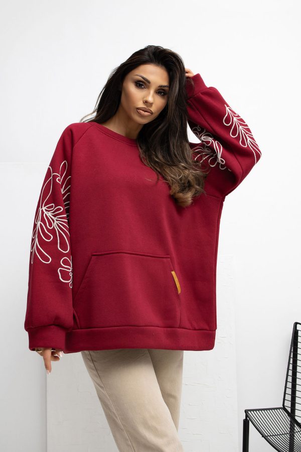 Red Sweatshirt in Sweatshirts For Women with Cotton and Spandex