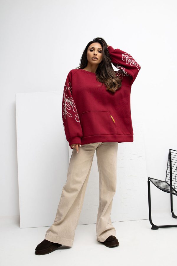 Red Sweatshirt in Sweatshirts For Women with Cotton and Spandex