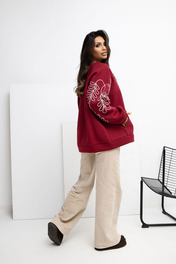 Red Sweatshirt in Sweatshirts For Women with Cotton and Spandex