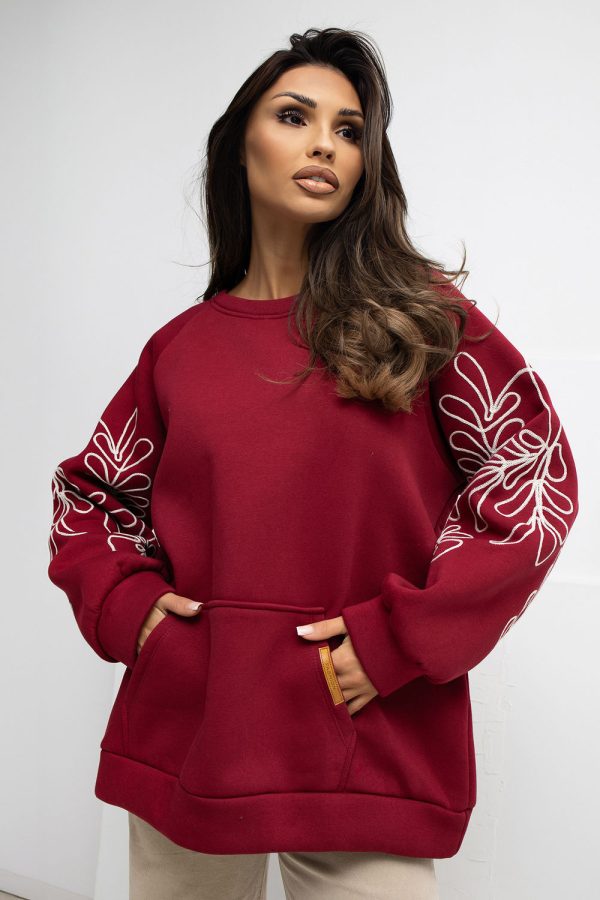 Red Sweatshirt in Sweatshirts For Women with Cotton and Spandex