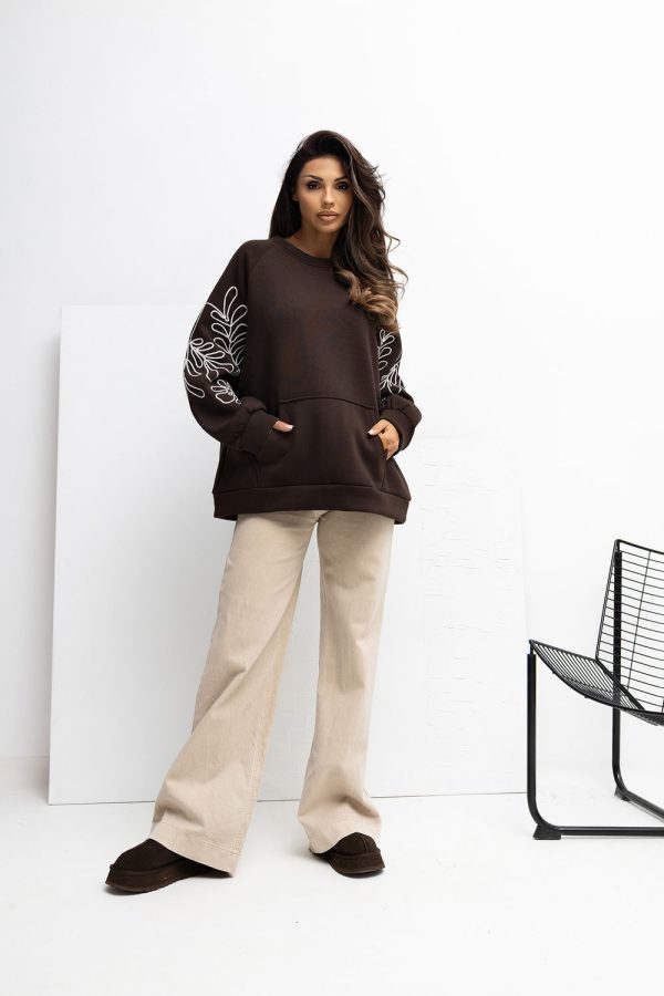 Brown Sweatshirt in Sweatshirts For Women with Cotton and Spandex