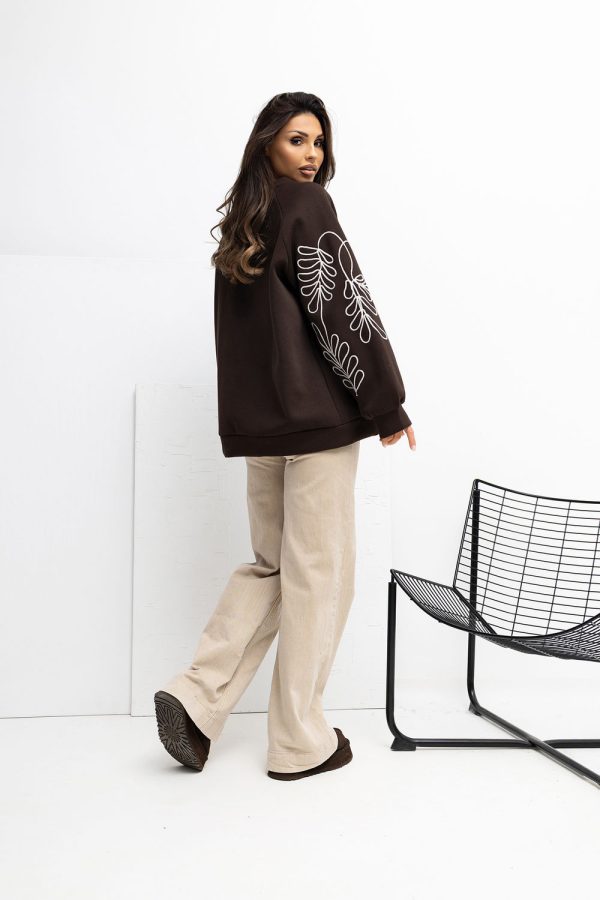 Brown Sweatshirt in Sweatshirts For Women with Cotton and Spandex
