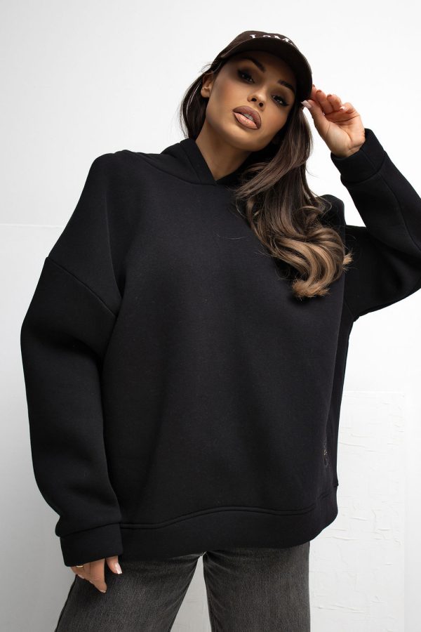 Black Sweatshirt in Sweatshirts For Women with Cotton and Spandex