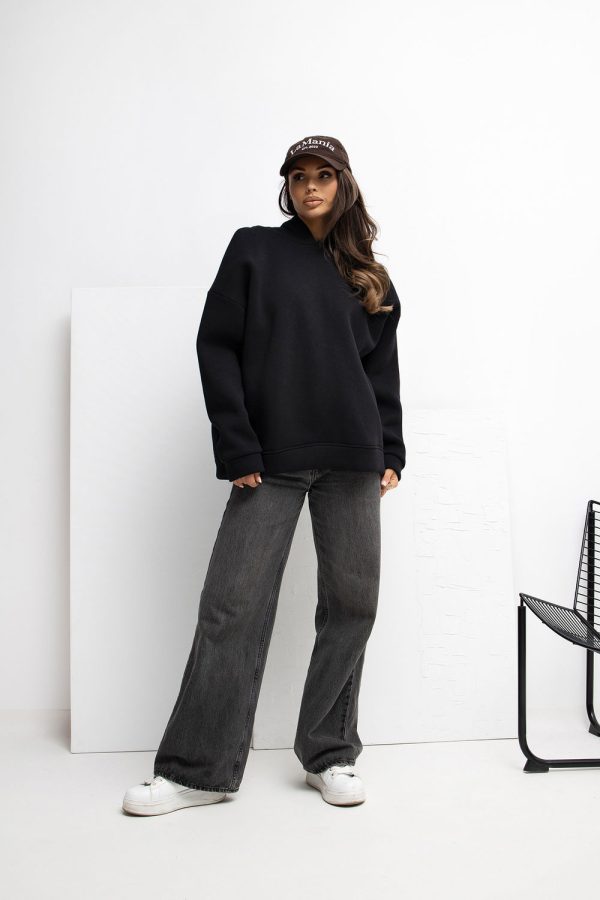 Black Sweatshirt in Sweatshirts For Women with Cotton and Spandex