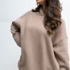 Beige Sweatshirt in Sweatshirts For Women with Cotton and Spandex