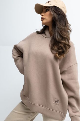 Beige Sweatshirt in Sweatshirts For Women with Cotton and Spandex