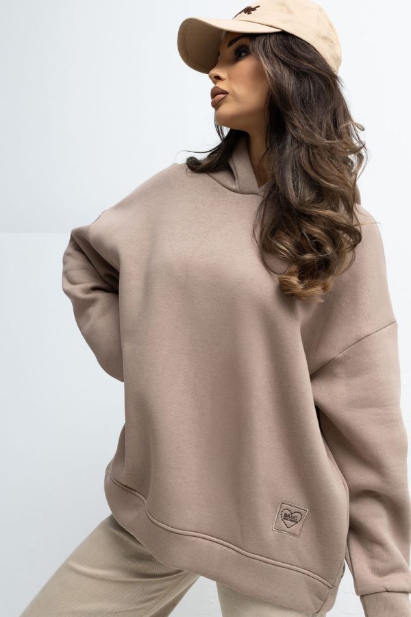 Beige Sweatshirt in Sweatshirts For Women with Cotton and Spandex
