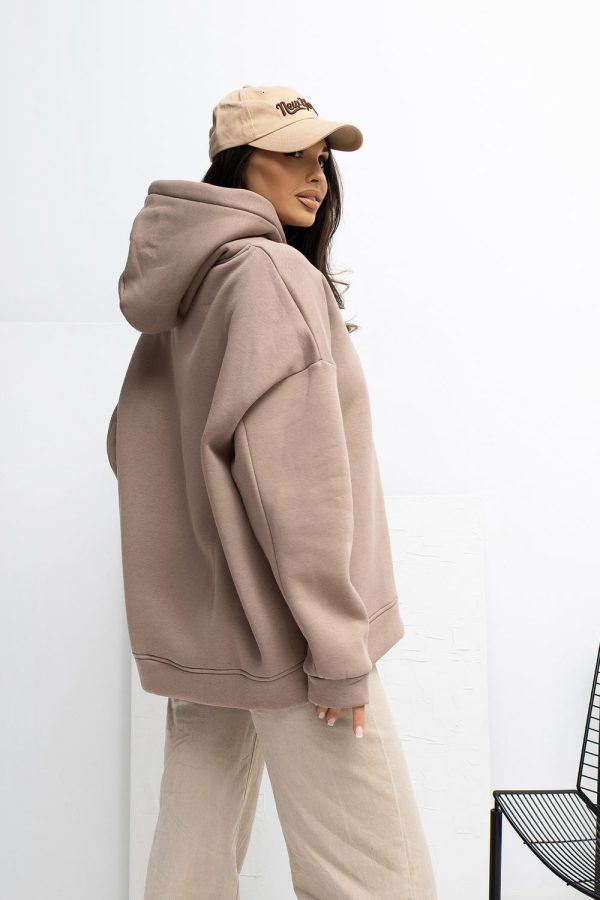 Beige Sweatshirt in Sweatshirts For Women with Cotton and Spandex