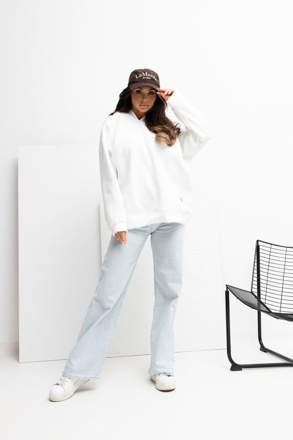 Beige Sweatshirt in Sweatshirts For Women with Cotton and Spandex