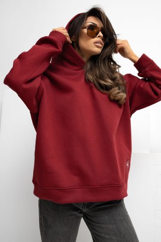 Red Sweatshirt in Sweatshirts For Women with Cotton and Spandex