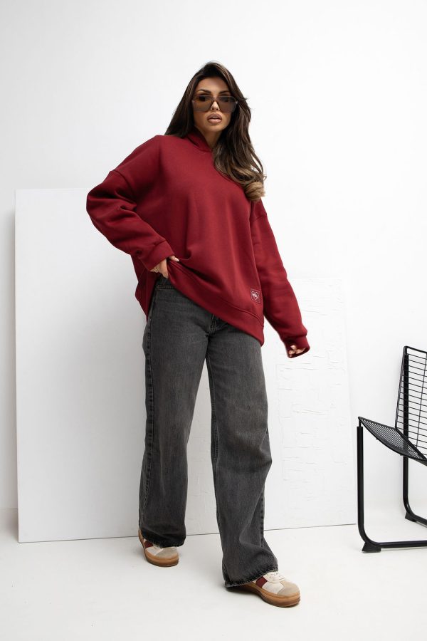 Red Sweatshirt in Sweatshirts For Women with Cotton and Spandex