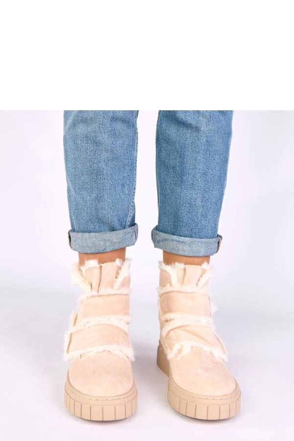 Beige Boots in Women`s Ankle Boots & Booties with Fabric, Warmers, Footbed, Upper Height and Platform Height