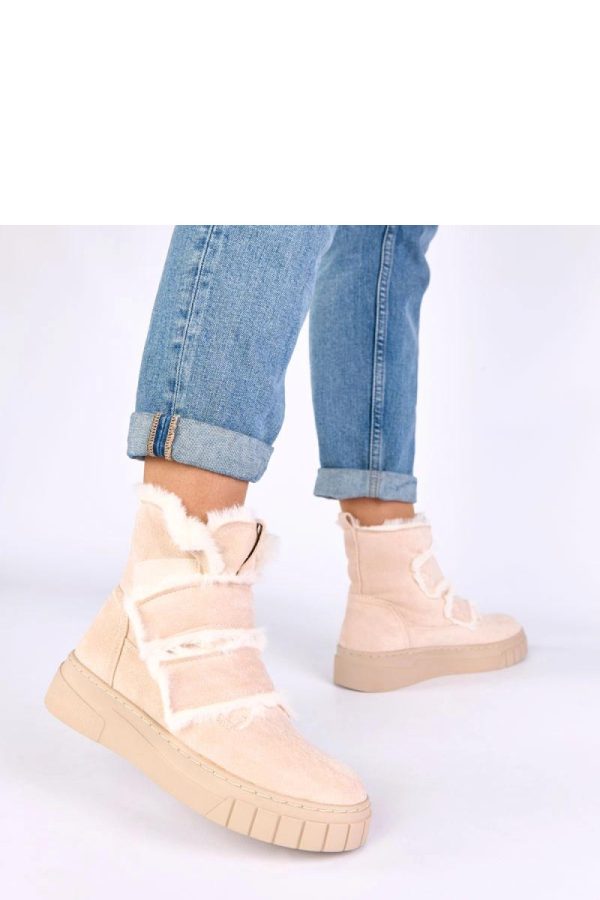 Beige Boots in Women`s Ankle Boots & Booties with Fabric, Warmers, Footbed, Upper Height and Platform Height
